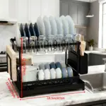 2-Tier Dish Drying Rack for Draining & Organizing Dishes with Cutlery Holder – gallery image 10