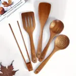 7-Piece Wooden Kitchen Utensil Set for Cooking & Stirring with Ergonomic Handles – gallery image 7