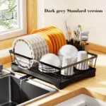 2-Tier Dish Drying Rack for Drying and Draining Dishes with Drainboard, Metal Frame – gallery image 5