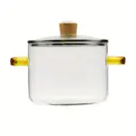 Borosilicate Glass Cooking Pot for Simmering & Serving with Yellow Handle – gallery image 5
