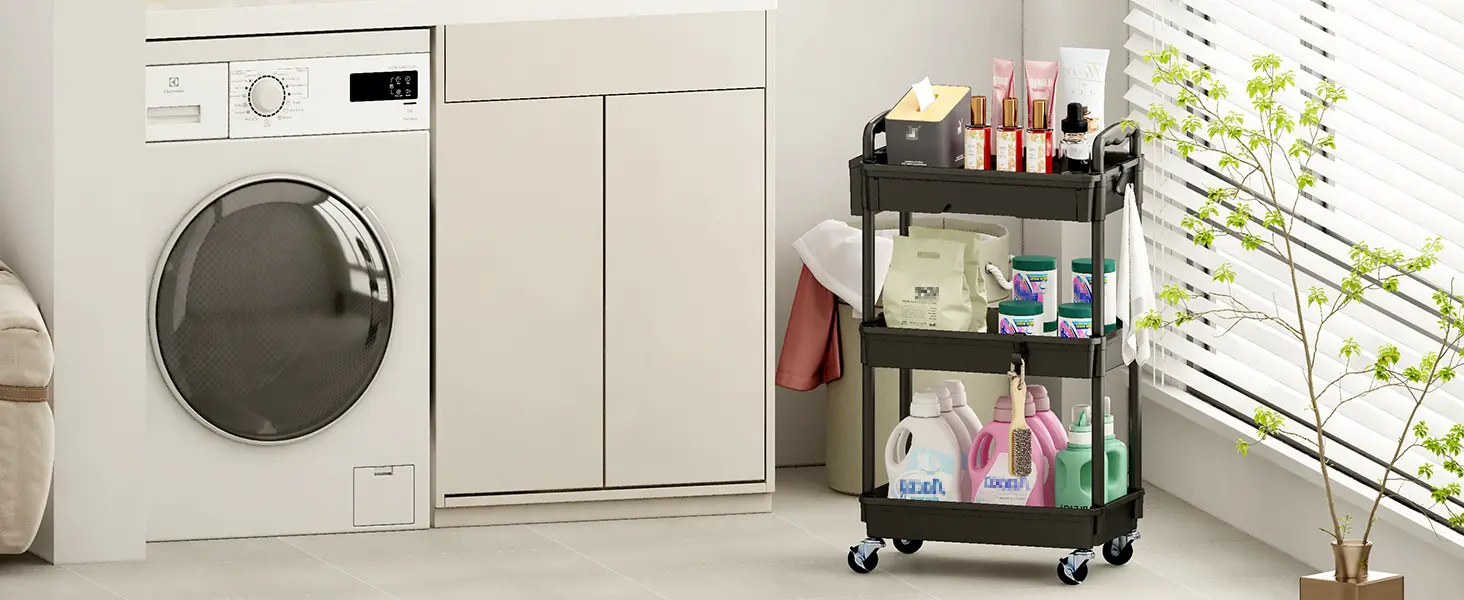 Rolling Storage Cart for Organizing Supplies with 3 or 4-Tier Design and Lockable Wheels – description image 7