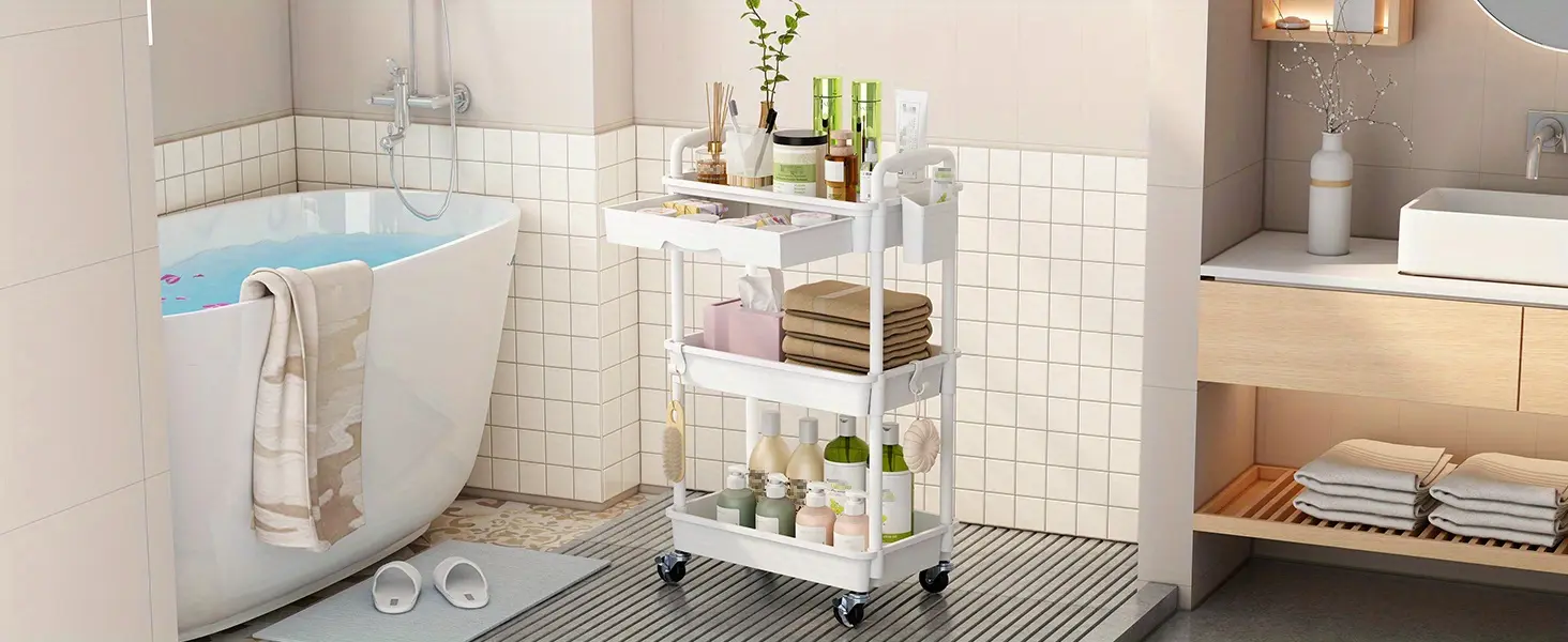 Rolling Storage Cart for Organizing Supplies with 3 or 4-Tier Design and Lockable Wheels – description image 8