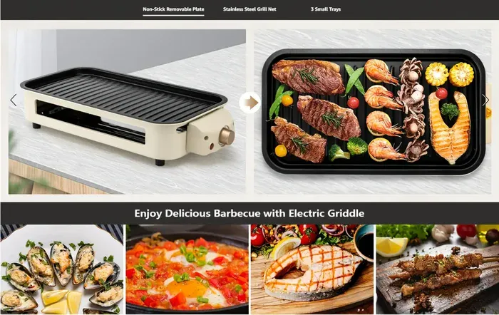 Smokeless Electric Grill for Indoor Grilling & Searing with Removable Non-Stick Plate – description image 2