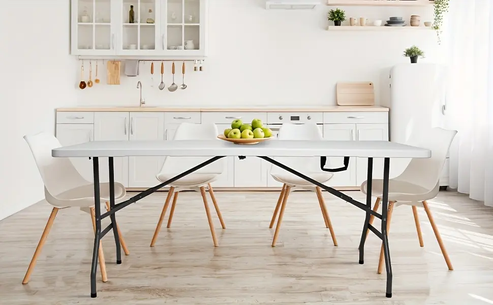 Plastic Folding Table for Portable Dining & Serving with Carrying Handle and Locking Design – description image 3