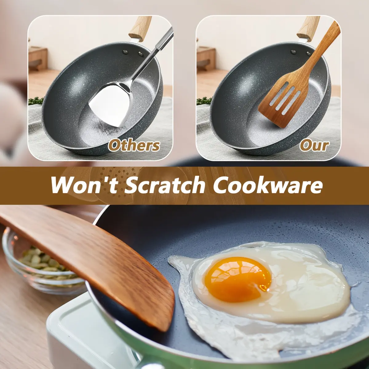 7-Piece Wooden Kitchen Utensil Set for Cooking & Stirring with Ergonomic Handles – description image 5