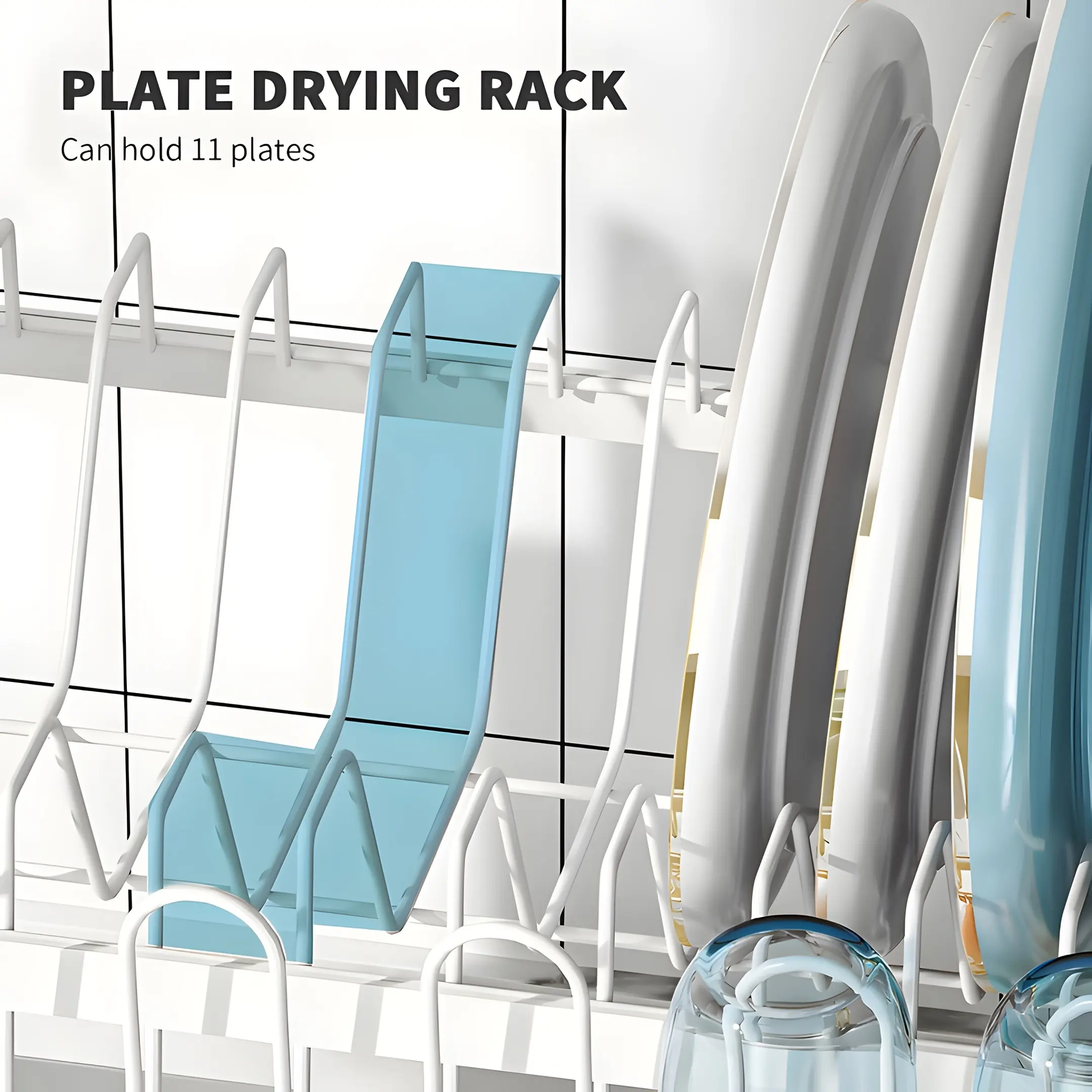 Double-Layer Metal Dish Drying Rack for Dish Draining & Countertop Organization with Drainage Tray – description image 2