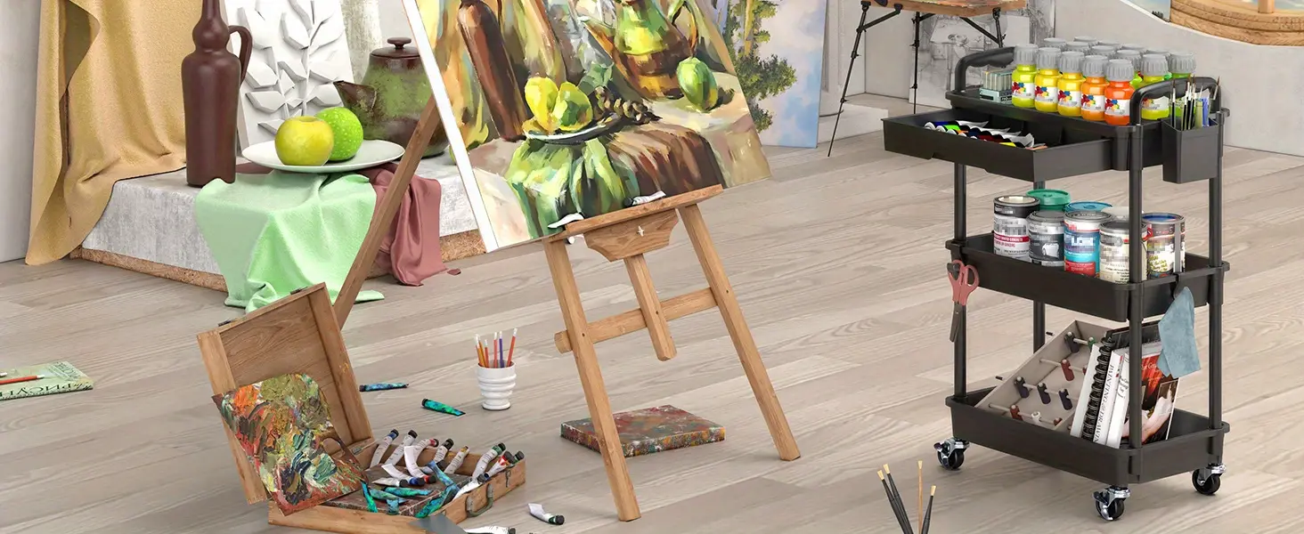 Rolling Storage Cart for Organizing Supplies with 3 or 4-Tier Design and Lockable Wheels – description image 9