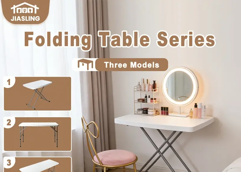 Folding Utility Table for Portable Work & Serving with Carry Handle and Adjustable Height – description image 1