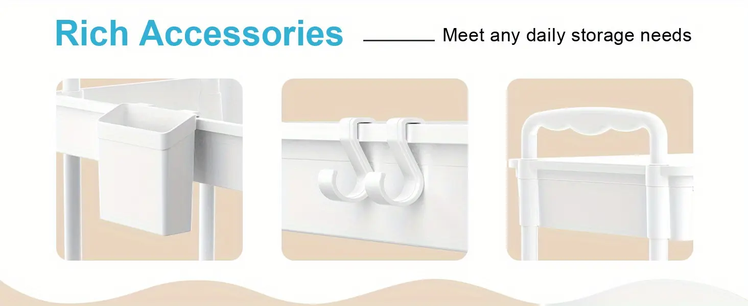 Rolling Storage Cart for Organizing Supplies with 3 or 4-Tier Design and Lockable Wheels – description image 2