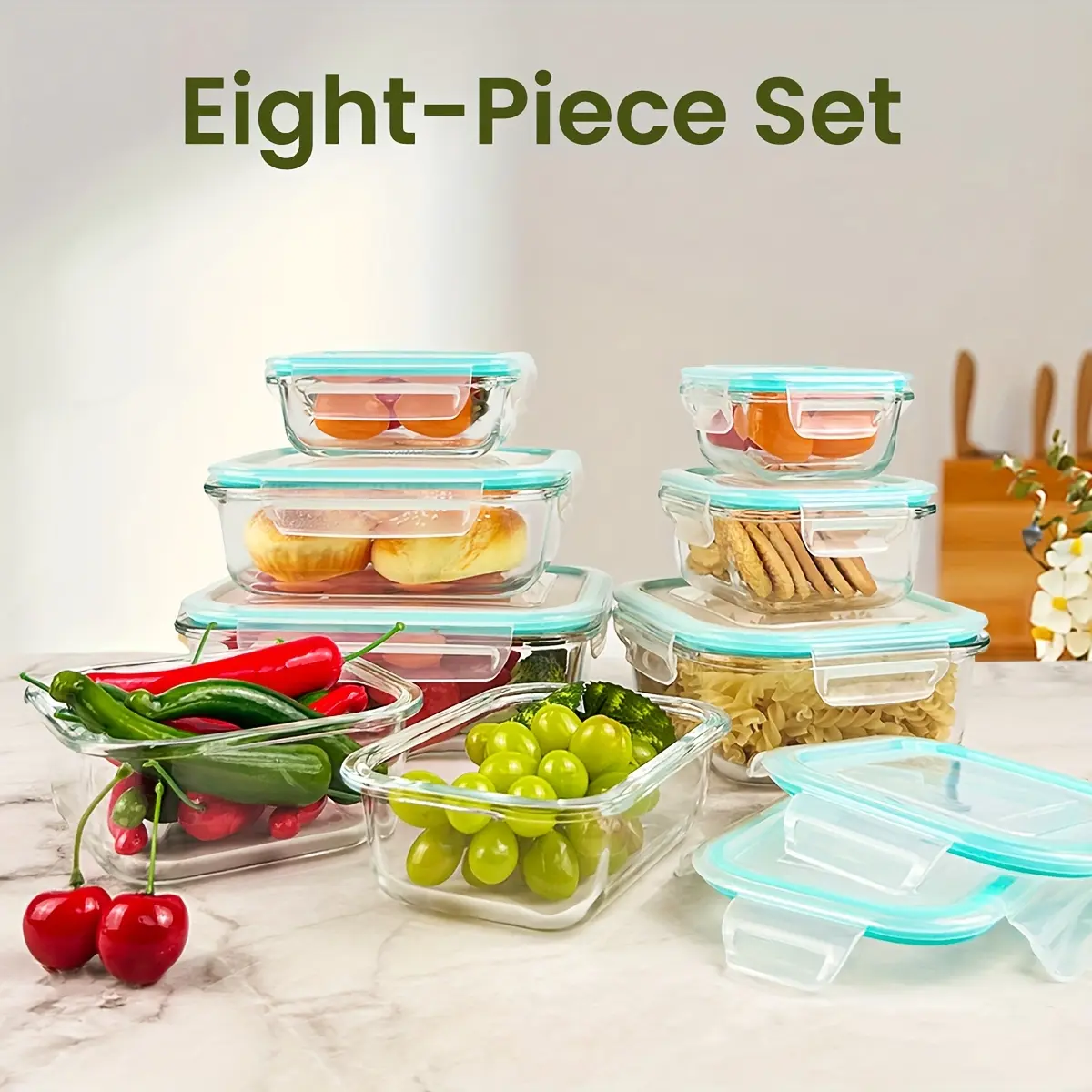 16-Piece Sealed Glass Food Storage Container Set for Food Storage & Meal Prep, Durable Glass – description image 2