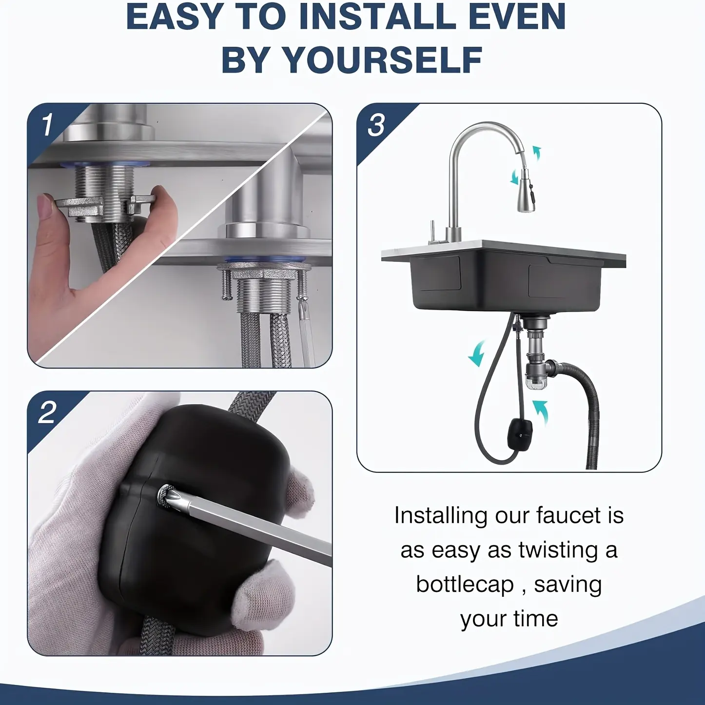 Kitchen Faucet for Sink Water Flow Control with Pull-Down Spray & Single-Handle Design – description image 3