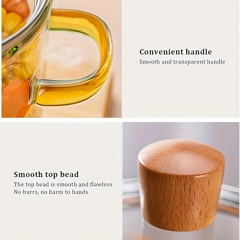 Borosilicate Glass Cooking Pot for Simmering & Serving with Yellow Handle – description image 5