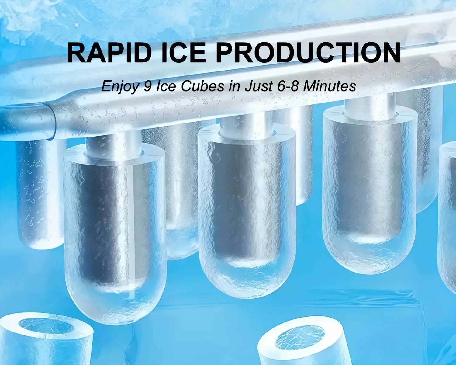 Portable Ice Maker for Making Ice Cubes with Carry Handle and Removable Basket – description image 5