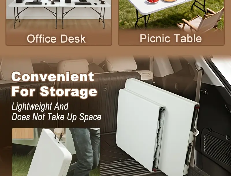 Folding Utility Table for Portable Work & Serving with Carry Handle and Adjustable Height – description image 6