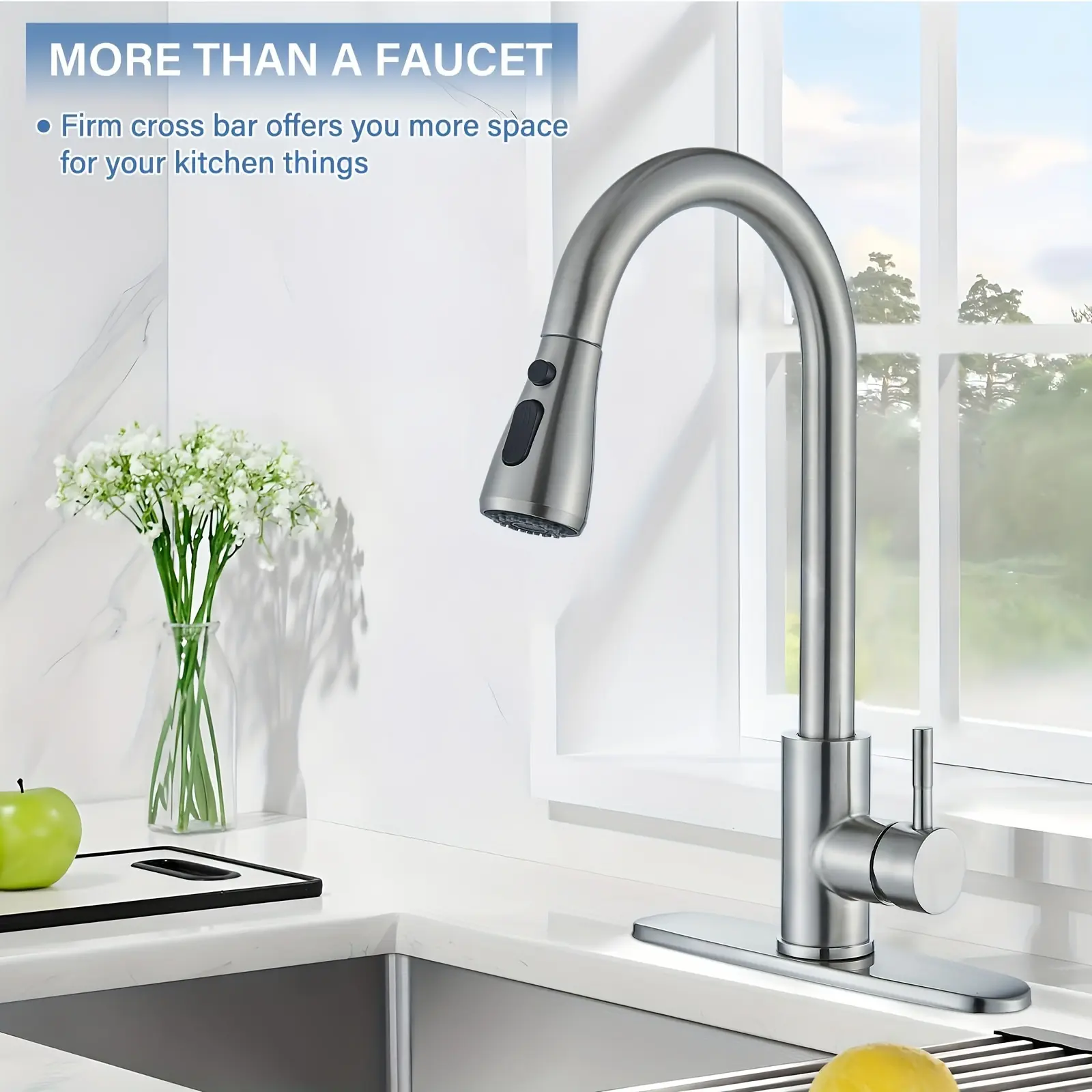 Kitchen Faucet for Sink Water Flow Control with Pull-Down Spray & Single-Handle Design – description image 1