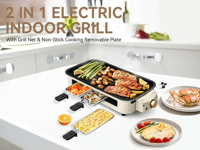 Smokeless Electric Grill for Indoor Grilling & Searing with Removable Non-Stick Plate – description image 1