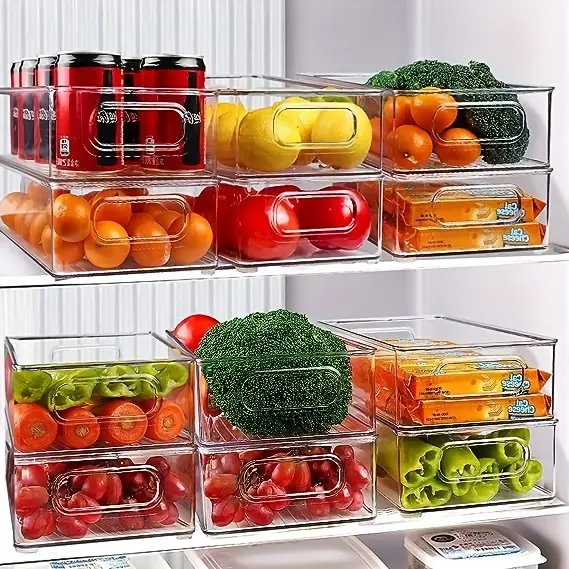 6pcs Refrigerator Organizer Bins for Sorting & Storing Household Items, Transparent – description image 1