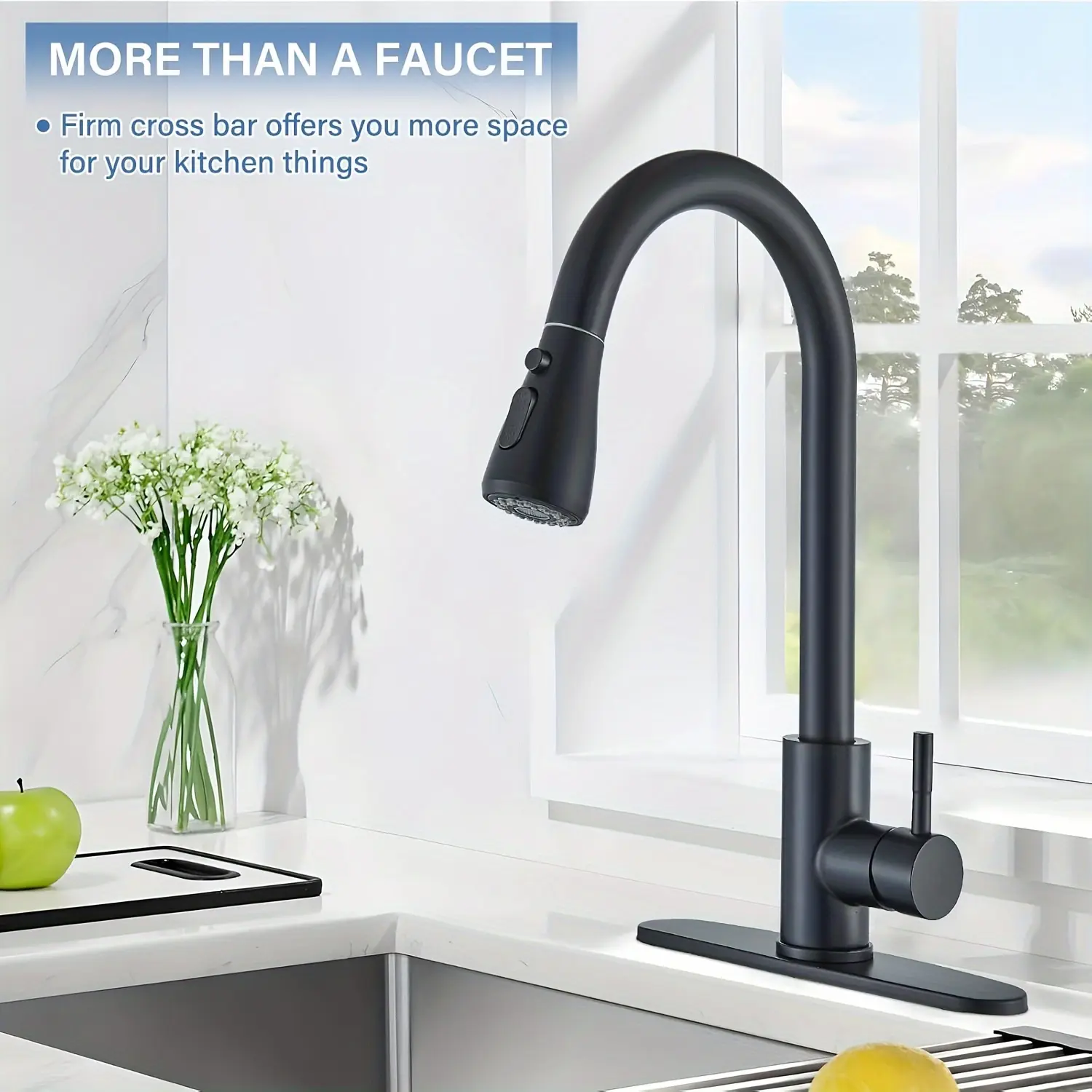 Kitchen Faucet for Sink Water Flow Control with Pull-Down Spray & Single-Handle Design – description image 2