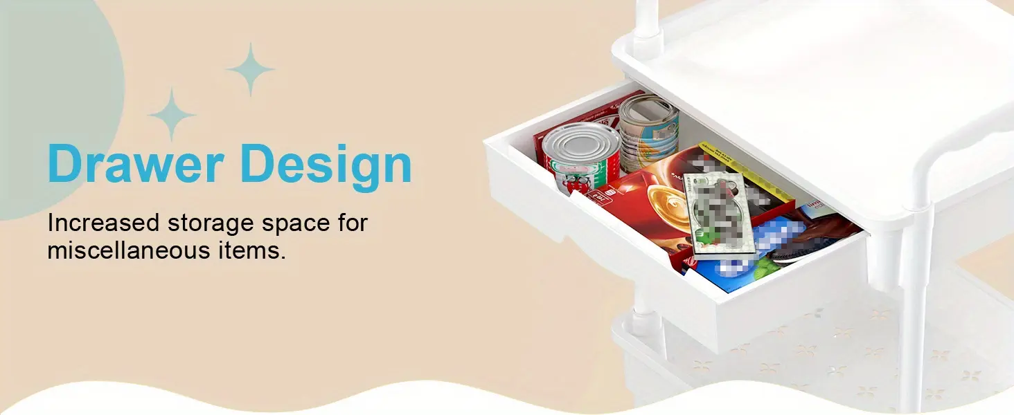 Rolling Storage Cart for Organizing Supplies with 3 or 4-Tier Design and Lockable Wheels – description image 1