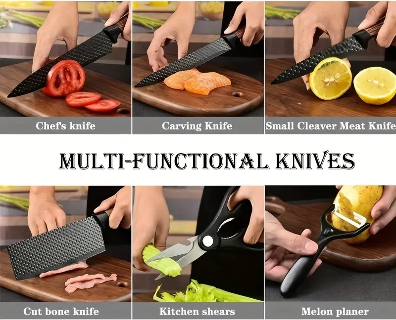 6-Piece Kitchen Knife System for Food Preparation with Stainless Steel Blades – description image 3