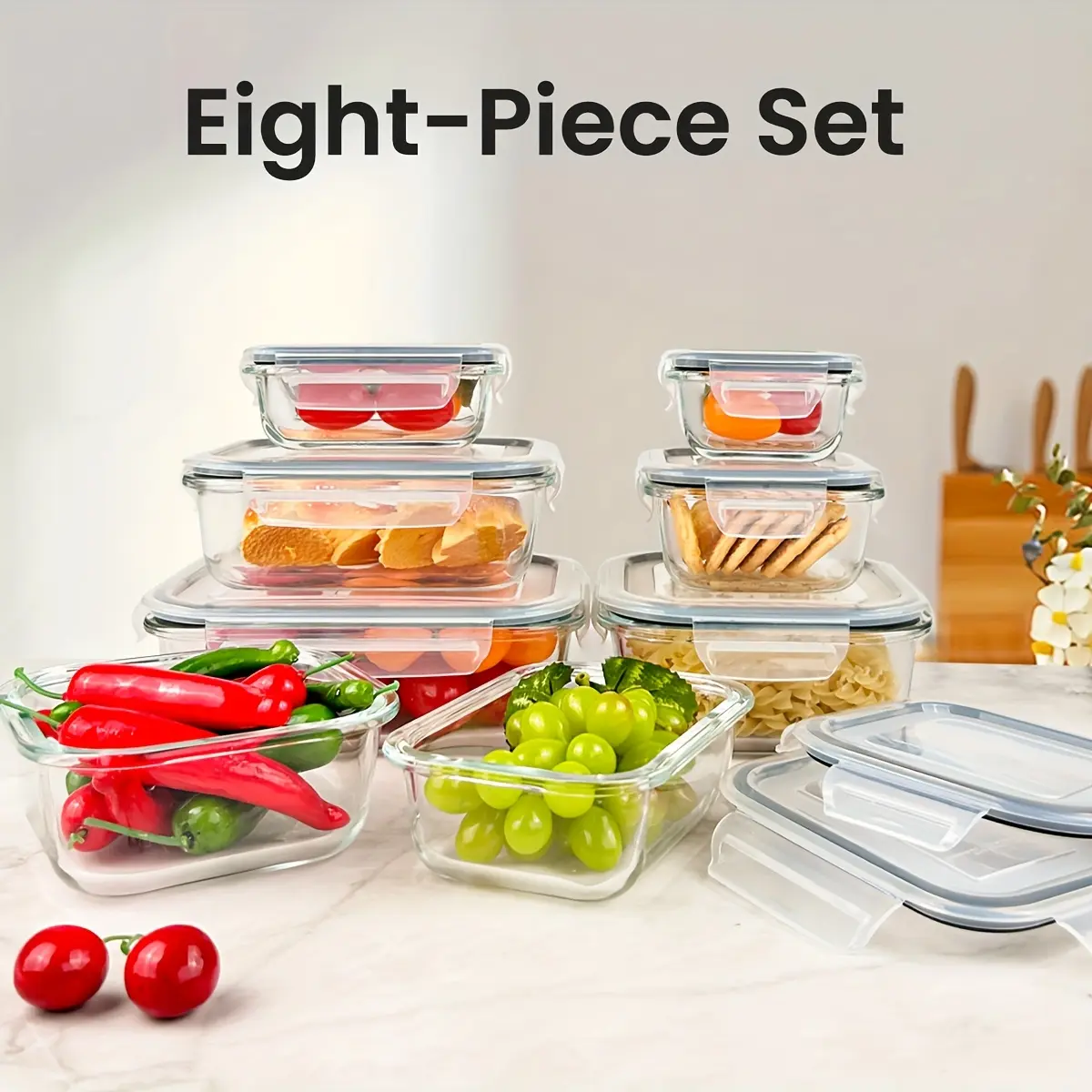 16-Piece Sealed Glass Food Storage Container Set for Food Storage & Meal Prep, Durable Glass – description image 6