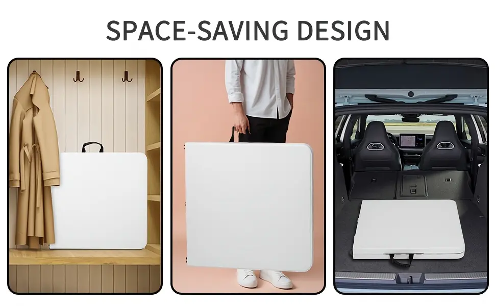 Plastic Folding Table for Portable Dining & Serving with Carrying Handle and Locking Design – description image 2