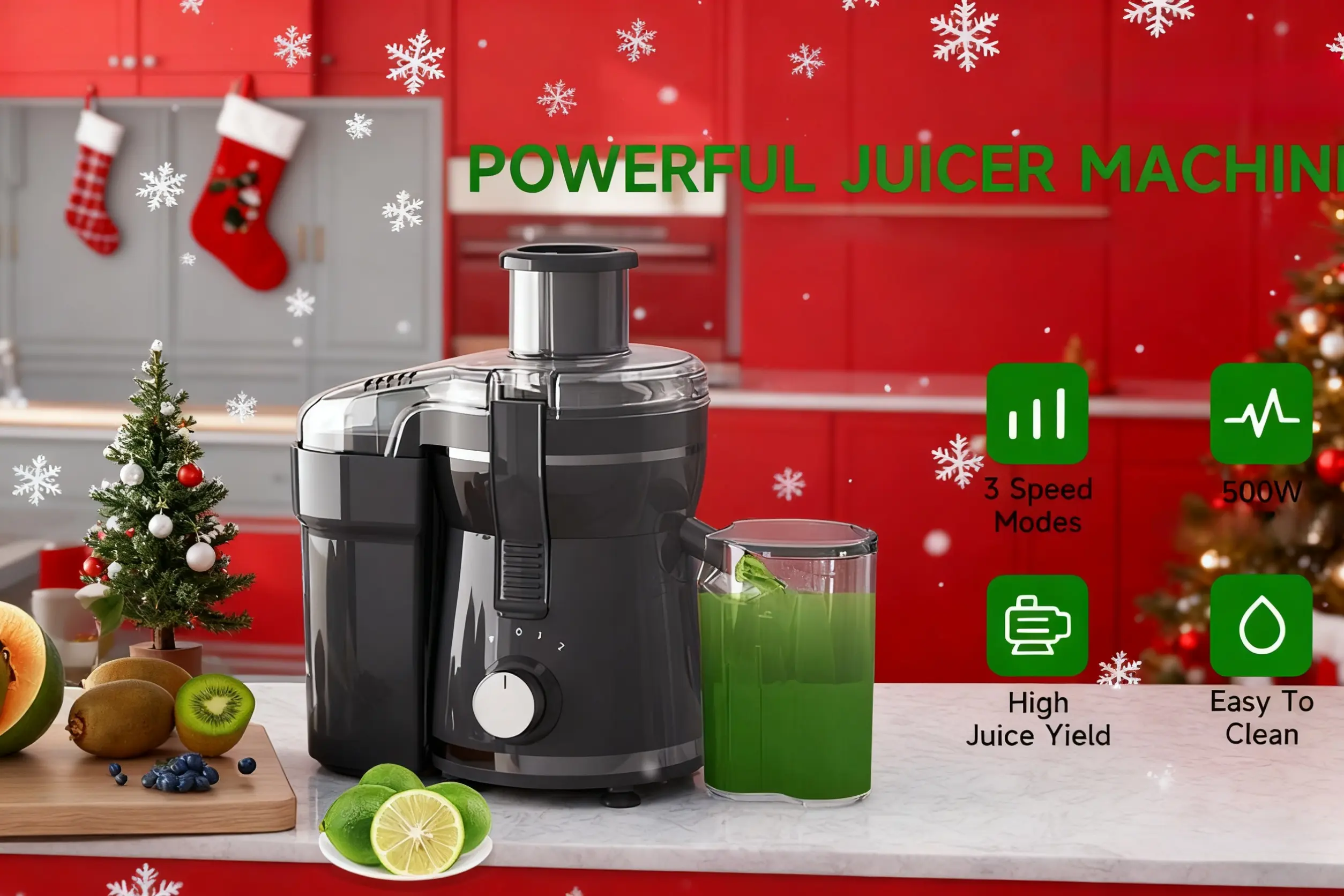 Centrifugal Juicer Machine for Juicing Whole Fruits and Vegetables, 3in Feed Chute & Dual Speed Control – description image 1