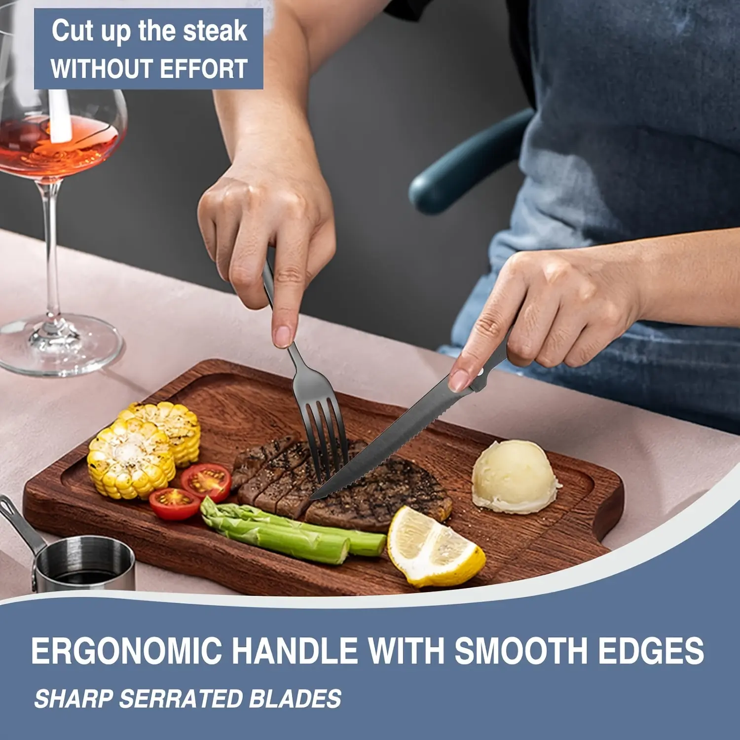 48-Piece Stainless Steel Flatware Set for Dining, Mirror Finish – description image 3